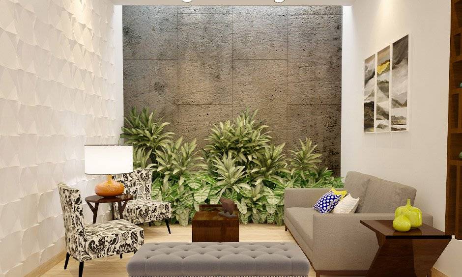 Plant-Inspired Living Room With Transitional Decor
