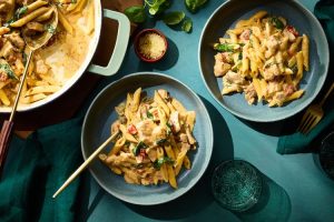 Broccolini, Chicken Sausage, and Orzo Skillet
