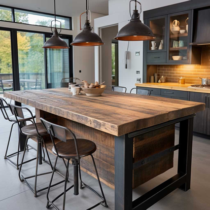 Modern Kitchen Island with Reclaimed Wood
