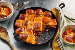 Sloppy Joe Casserole With Dinner Rolls