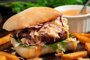 SIAN BURGERS WITH SRIRACHA MAYO – CHEW OUT LOUD
