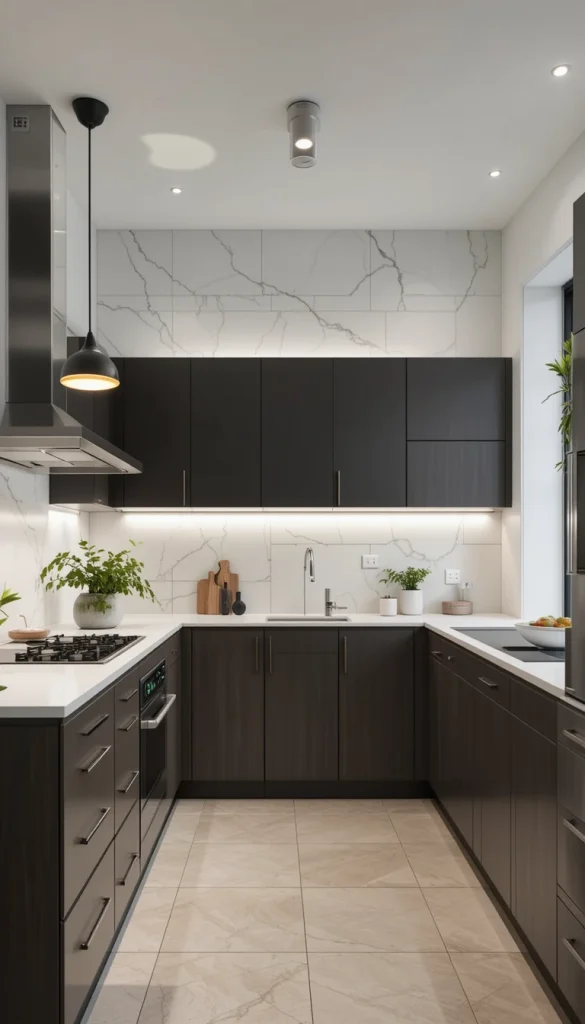 Pendant lights are great, but in a small kitchen, recessed lighting ensures even illumination without taking up visual space. Consider dimmable LEDs to adjust the brightness as needed.
