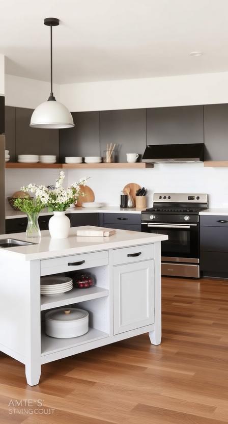 kitchen island doesn’t have to be large to be useful. Even a small island can serve multiple purposes—extra storage, a prep area, and even casual dining space. If possible, choose one with built-in shelves or drawers to maximize functionality. In smaller kitchens, a mobile island on wheels can be a fantastic space-saving option.