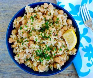 Greek Chickpeas and Rice with Lemon & Tahini