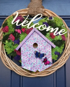 Spring Birdhouse Wreath