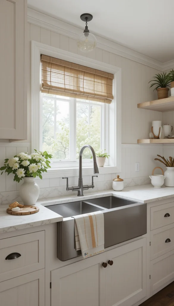 A double-bowl sink can take up too much precious counter space in a small kitchen. A large, single-bowl sink provides more usable room while still allowing you to wash larger pots and pans with ease. Consider a deep stainless steel or farmhouse-style sink for a modern or rustic touch.