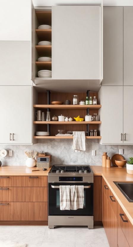 For high cabinets, pull-down shelving systems allow you to maximize storage without struggling to reach items. They work great in apartments or for homeowners who want smarter storage solutions.