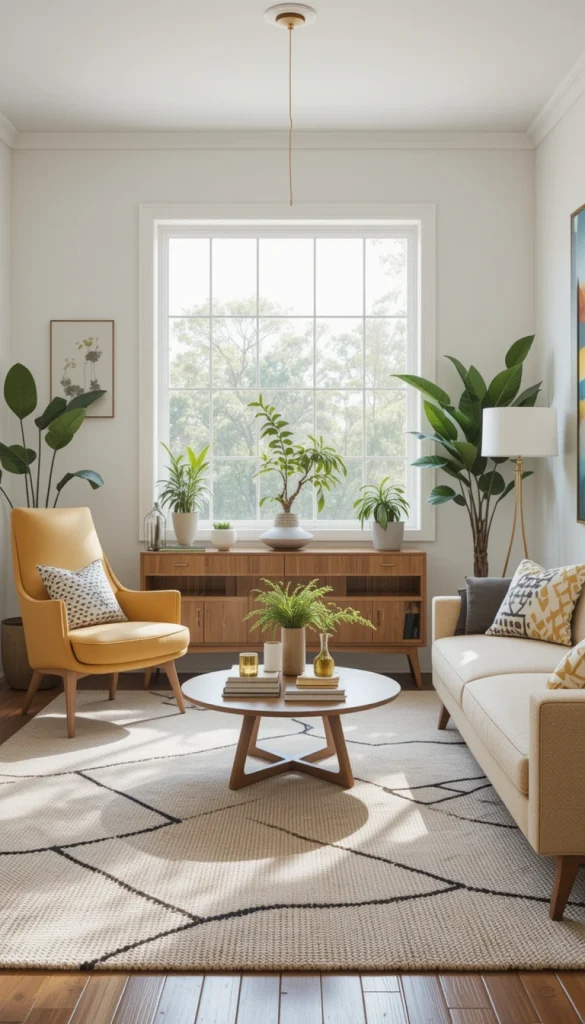 Midcentury modern spaces prioritize function over excess. Choose furniture with sleek lines, tapered legs, and minimal ornamentation to keep the look clean and stylish.