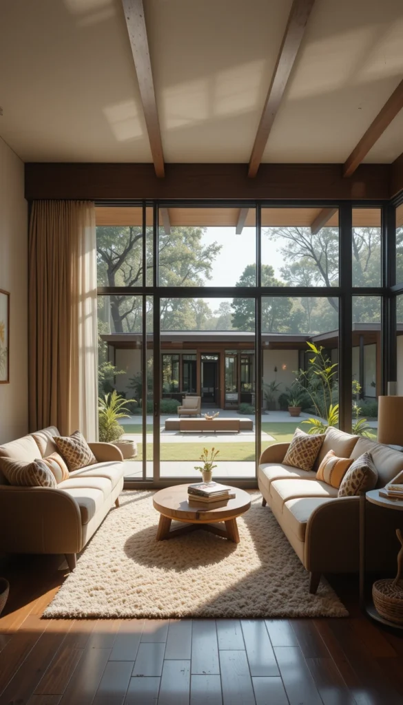 Many midcentury homes were designed with an emphasis on indoor-outdoor living. If possible, highlight large windows, remove heavy drapes, and let in as much natural light as possible.