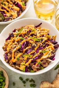 Easy Egg Roll in a Bowl with Coleslaw Mix