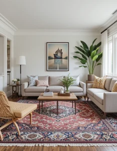 Maximalism is all about layering, and rugs are no exception. Instead of choosing just one, layer multiple rugs with different patterns, colors, and textures to create a visually rich foundation. A Persian rug over a jute base or a bright bohemian kilim on top of a traditional patterned rug can create an unexpected yet cohesive look. The key is to mix styles in a way that feels intentional—look for at least one unifying element, like a common color or similar texture.
