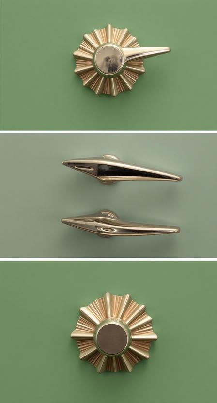 Drawer pulls, cabinet knobs, and door handles with atomic-age shapes (starbursts, boomerangs, or sleek metallics) are small details that can make a huge impact in a midcentury space.