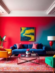 While minimalism leans on neutrals, maximalism embraces vibrant, saturated colors. Jewel tones like sapphire blue, emerald green, and deep red create a sense of drama, while unexpected color pairings—like mustard yellow with magenta or turquoise with burnt orange—add playful energy. Don’t be afraid to use multiple bold hues in the same space; the trick is to balance them with neutral grounding elements, like dark wood furniture or metallic accents.