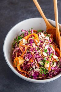 Red Cabbage Slaw with Tangy Carrot Ginger Dressing