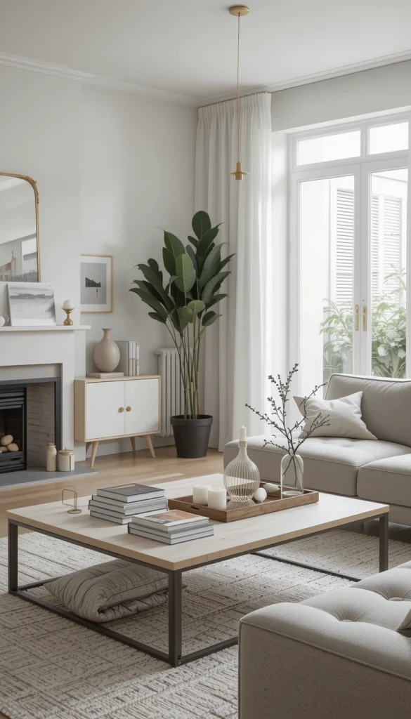 One of the simplest ways to maintain a minimalist aesthetic is to keep surfaces clean and uncluttered. Avoid piling up books, papers, or miscellaneous items on coffee tables, consoles, or side tables. Instead, limit decor to one or two carefully chosen pieces, such as a candle, a tray, or a plant. This habit helps reinforce the sense of openness and order in the room.
