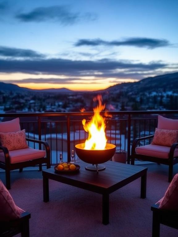 If your structure allows it, a tabletop fire bowl or miniature electric fireplace creates a warm aspect that is a perfect accompaniment to the dwindling dusk. The fire dances as the sky changes, creating a dual radiance—natural and manmade—that is primal and decadent.It’s the ultimate mood-setter for long conversations, marshmallow toasts, or reflective silence. Add a low table with drinks and a fluffy rug underneath, and your balcony starts to feel like a private mountain lodge rather than a city perch.