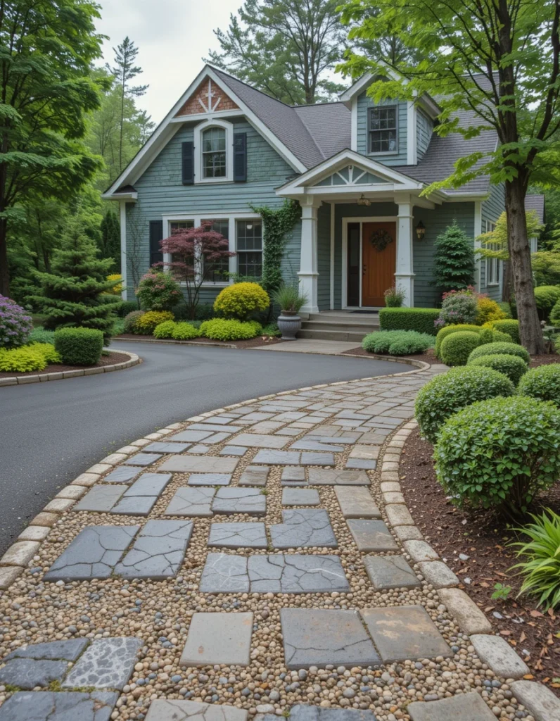 Replace traditional asphalt or concrete with permeable pavers that allow rainwater to percolate through, reducing puddles and runoff. Eco-friendly choices come in various colors and designs to complement your home’s aesthetic. Ground between pavers can also be filled with small pebbles or low-water ground cover for added texture and visual interest.