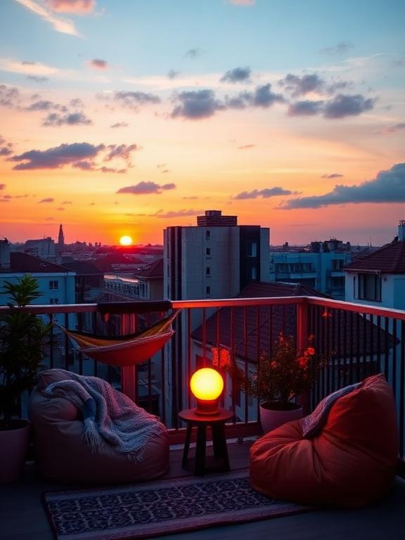Here’s a twist: bring the sunset to your balcony with a sunset lamp projector. These viral lights cast a dreamy halo of golden-orange tones, creating sunset vibes even when it’s cloudy or the sun’s behind a building. Add beanbags or a hammock, and you’ve got the ultimate mood corner.This is especially good in urban areas where the natural view is blocked. Paired with soft music and warm lighting, it’s a manufactured moment—a synthesis of art, design, and escapism. Sometimes the most attractive sunsets are the ones you make yourself.