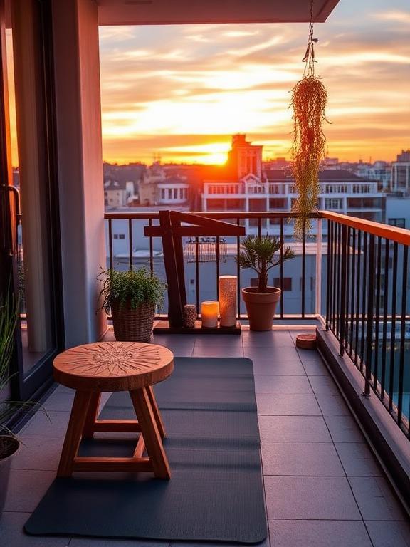 Set aside a part of your balcony for daily grounding. Use a roll-up yoga mat, a small wooden stool, and a low altar with candles or crystals. Warm hues of sunset create a natural ambiance for relaxing, setting intentions, or simply soaking in stillness.You can add hanging chimes, a bowl to burn incense or palo santo, and some potted plants to cozy up the space. The light will change minute by minute through your practice—inviting presence, breath, and gratitude into your daily life. There’s no better way to re-align with self than to harmonize with the sky.

