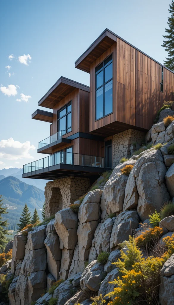 Mountain-Edge Marvel with Reclaimed Timber and Steel
