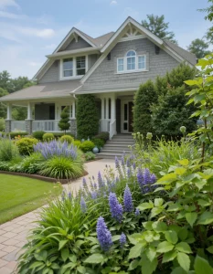 Using plants native to the area makes your front yard more sustainable and natural. They'll need less water and upkeep while still offering a stunning, verdant appearance. And they usually bring in pollinators like bees and butterflies.