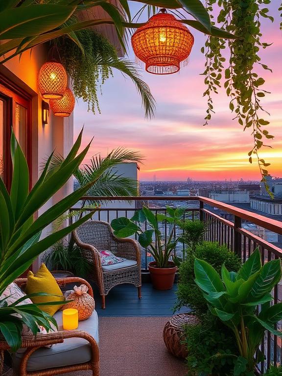 Bring a touch of the tropics to your city balcony with lush plants like bird of paradise, palms, and ferns, paired with rattan furniture and woven lanterns. Throw in a pineapple candle or two for good measure. The idea? You’re on a rooftop in Bali—even if you’re five stories above a noisy avenue.As the sky changes to orange and pink, the leaves glow from the ambient light, and your room is like a faraway retreat. You can almost hear the waves. It’s a great room to unplug, sip on something fruity, and pretend that your inbox doesn’t exist.