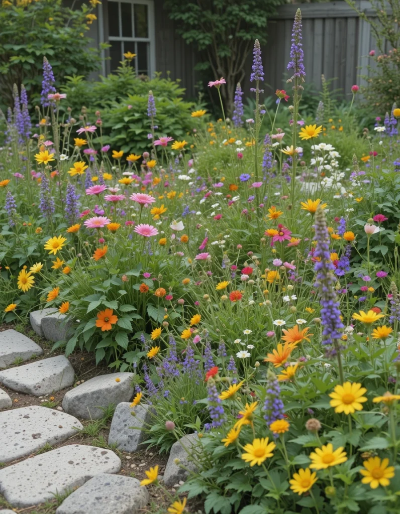 A designated wildflower area introduces vibrant color with minimal maintenance. Wildflowers attract pollinators, which helps support the overall health of your garden. The patch creates a casual, organic look that contrasts nicely with structured spaces. It’s also a great conversation starter when guests visit. Over time, the area becomes a lively ecosystem full of movement and interest.