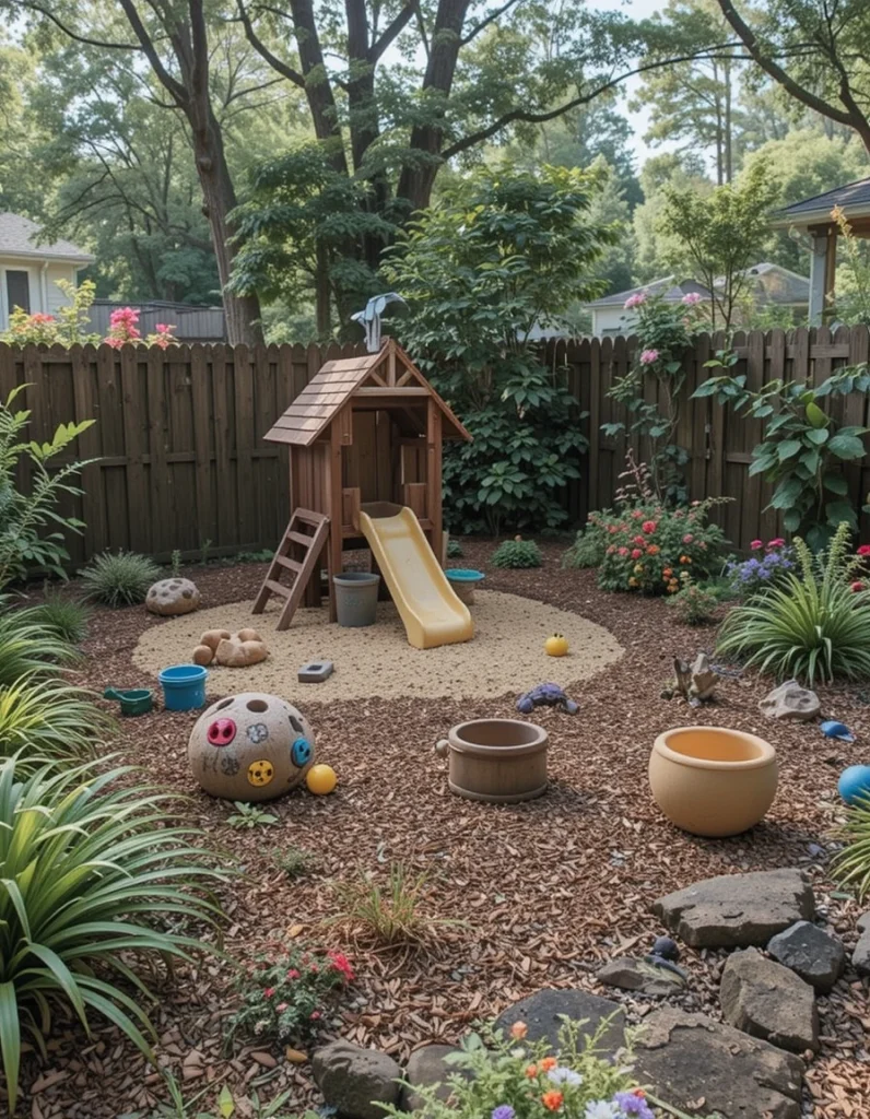 Designing a dedicated play area helps keep toys contained and gives kids a safe, fun place to enjoy the outdoors. Consider a mulch base for safer landings and easier cleanup. A small climbing structure, sandbox, or playhouse works well depending on your space. Surrounding the area with plants or low fencing can visually separate it from the adult zones. This keeps the yard functional for everyone.