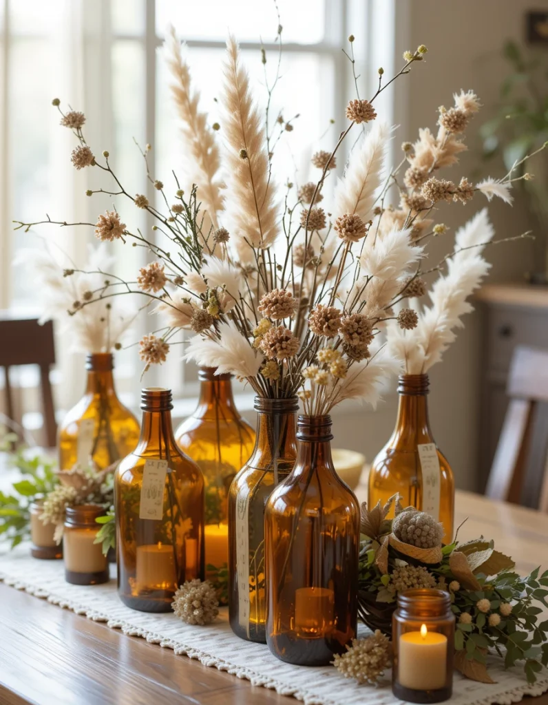 Vintage Glass and Amber Bottles
