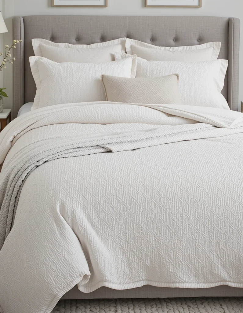 The duvet cover is the star of the show. Designers often lean toward solids with texture—linen, washed cotton, or matelassé—or very subtle patterns. Neutral doesn’t mean boring; texture adds visual interest without overwhelming the space. Make sure the cover fits snugly to avoid sagging corners.