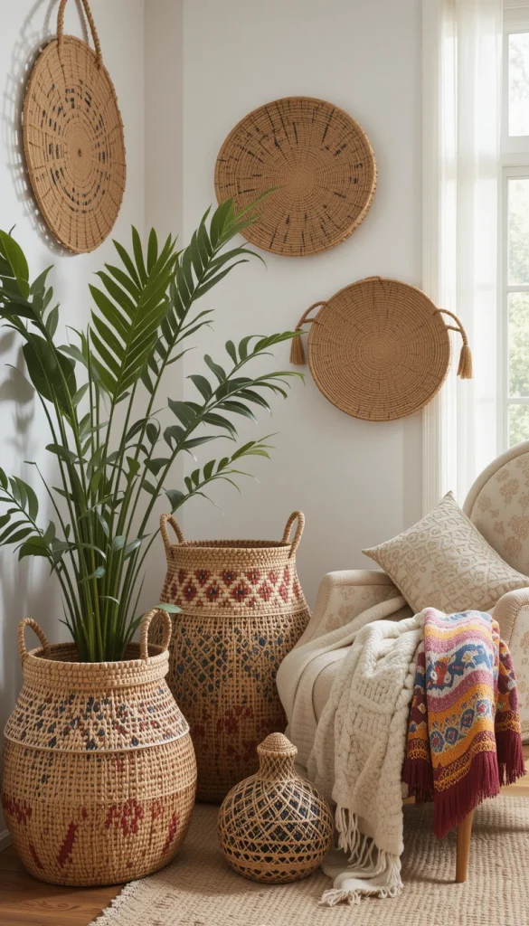 Sisal baskets from regions like Kenya or Ghana serve as functional art. Their natural tones add warmth while their structural designs bring visual interest. They’re great for storing throws, plants, or children’s toys without sacrificing style. Grouping baskets in a corner can turn dead space into a display moment. They offer a blend of practicality and cultural craftsmanship.