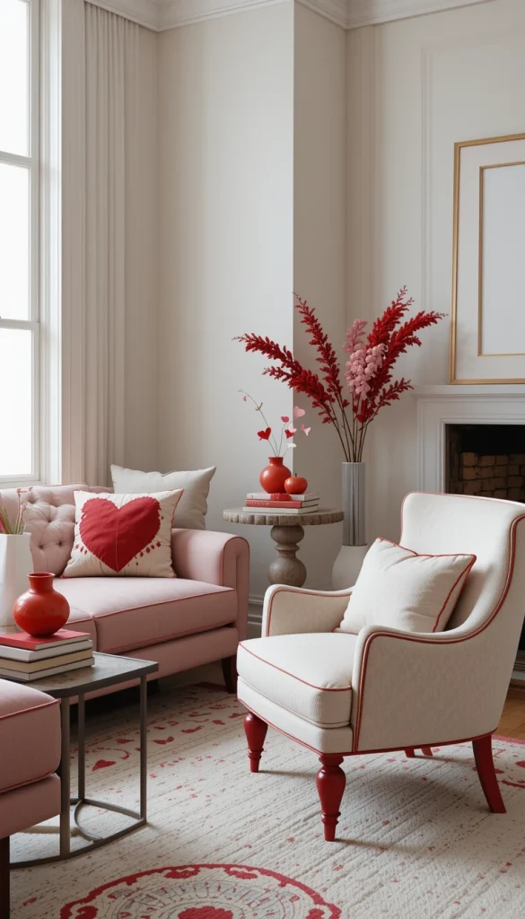 Subtle red trim on furniture or decor adds interest without dominating. Think red stitching on cushions or painted chair legs. These small details feel thoughtful and refined. They work well in minimalist interiors where every detail matters. The effect is understated but impactful.