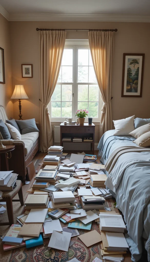 Bedrooms often become dumping grounds for mail, receipts, and notes. Paper clutter adds up fast and rarely gets revisited. Sort papers immediately into recycle, file, or action piles. Keep only what truly matters in your room. Less paper means less mental clutter.