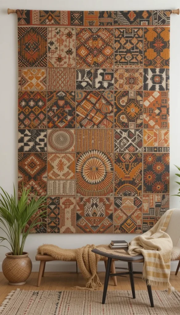 Kuba cloth’s geometric patterns and earthy colors make it perfect for large wall hangings. The texture alone brings depth to plain walls. Because the cloth is traditionally handwoven, its natural imperfections enhance its beauty. Large pieces can replace framed art for a softer look. Kuba cloth adds craftsmanship and character in one step.