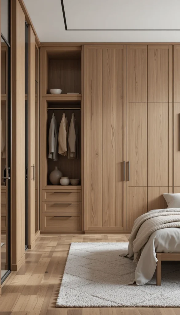 Blending warm wood tones with neutral finishes creates a cozy yet elegant look. This combination feels welcoming without appearing dated. The contrast adds character while keeping the design grounded. It works especially well in homes that mix modern and natural elements. The result feels balanced and timeless.