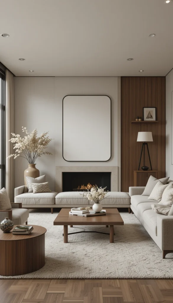 Negative space—intentional empty areas—prevents your living room from feeling stuffed. Japandi relies on editing, not adding, to create tranquility. Leaving breathing room around furniture helps highlight each piece. This means you don’t need to decorate every corner; in fact, the space feels more luxurious when you don’t. Think of negative space as visual exhaling.