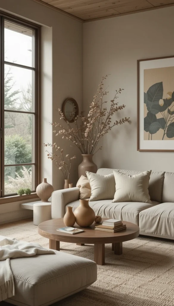 Japandi décor avoids bright pops of color in favor of muted, earthy tones. Think clay vases, sage cushions, or sand-colored ceramics. These tones reinforce visual harmony while still adding personality. You don’t need bold objects to make a statement; subtlety can be incredibly powerful. It’s the equivalent of a soft whisper in a calm room.