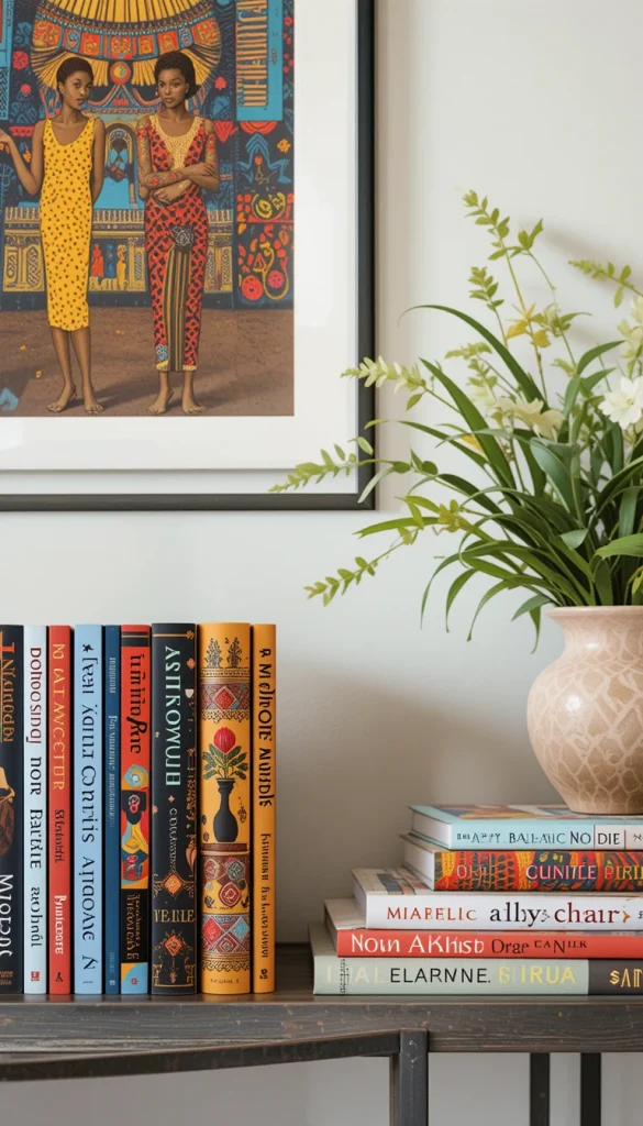 Coffee-table books featuring African architecture, textiles, photography, or cuisine double as décor and inspiration. They add height and structure to flat surfaces like consoles or coffee tables. Displaying them shows your appreciation for design beyond basic aesthetics. They’re also great conversation starters when entertaining guests. Beautiful books make your décor both stylish and meaningful.
