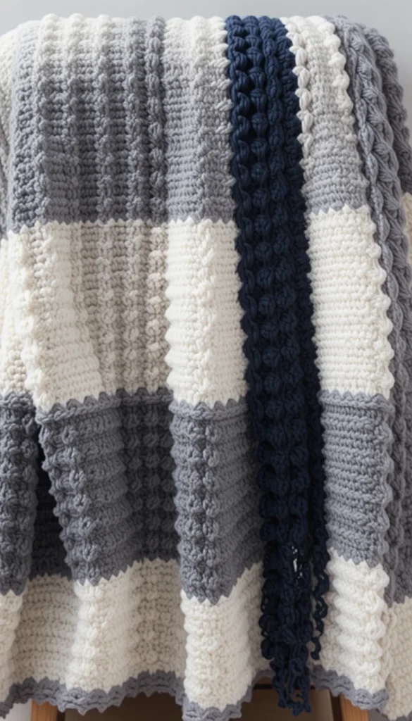Sometimes less really is more. A two-color striped blanket keeps things simple while still offering contrast. Popular combinations include cream and gray, navy and white, or charcoal and beige. This style is ideal if you want a blanket that won’t clash with changing decor. In real life, it often becomes a long-term favorite because it never feels dated.