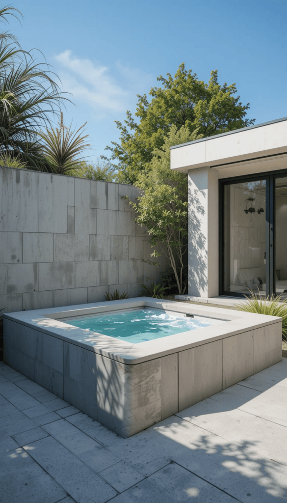 Minimalist Concrete Surround Jacuzzi
