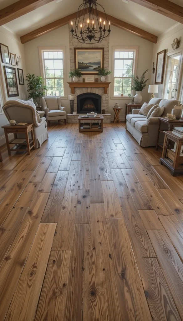 Embracing knots and imperfections gives floors personality. This style works especially well in cabins, farmhouses, and relaxed homes. DIYers often choose lower-grade hardwood to save money. The texture adds warmth and authenticity. It feels lived-in from day one, which is the charm.
