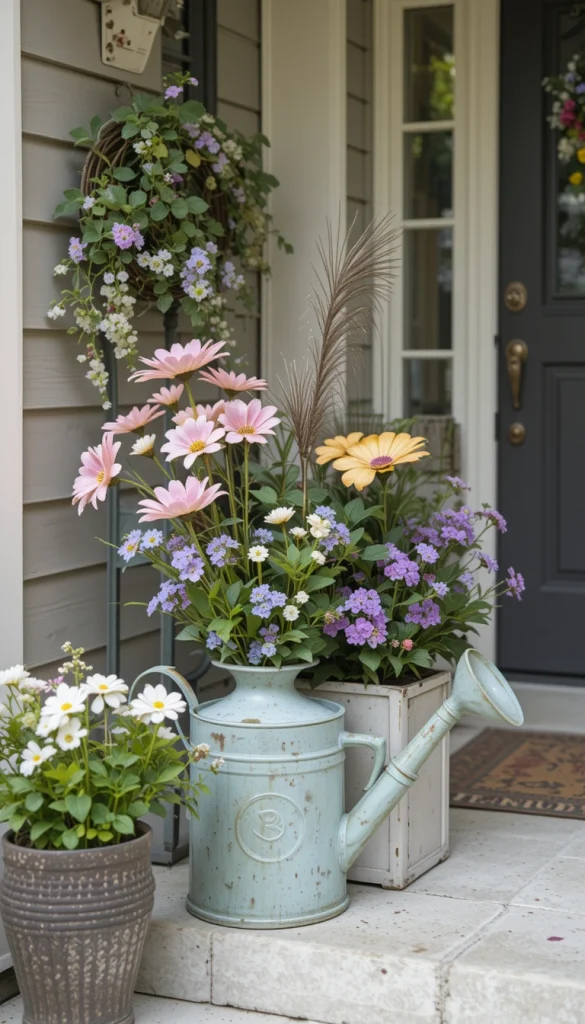 A decorative watering can or small garden statue adds personality. Choose items in neutral metal, soft pastels, or ceramic finishes for a spring-friendly look. This kind of decor feels lived-in rather than staged. It works especially well for homes with visible gardens nearby. The key is choosing one meaningful accent instead of many small ones.