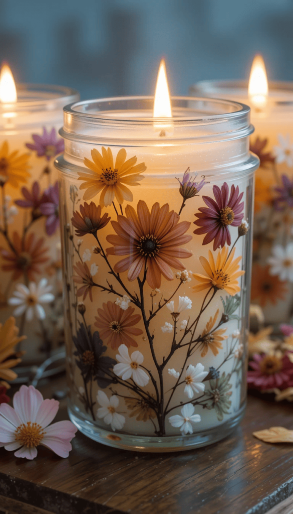 Floral Pressed Candle Jars
