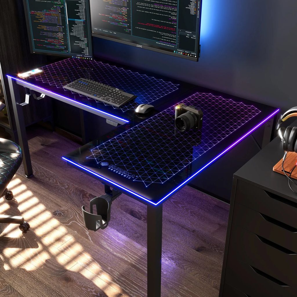 RGB Glass-Top Gaming Desk