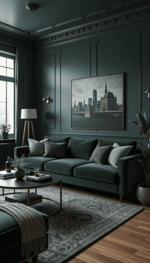 Fully Commit to a Black & Green Living Room Concept