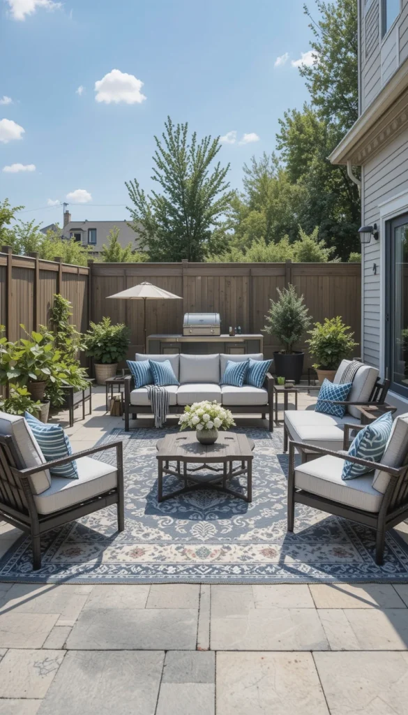 Anchor the Area With an Outdoor Rug