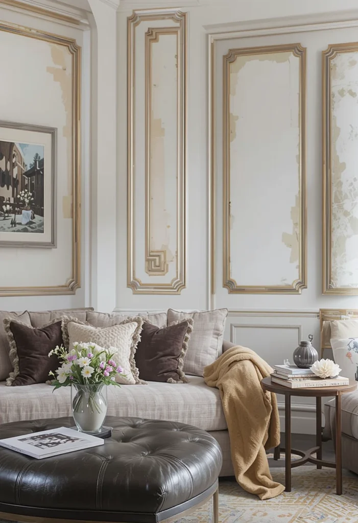 Geometric Wood Trim Wall Design