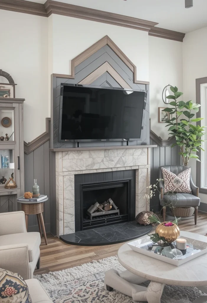 Chevron Wood Trim Feature Wall