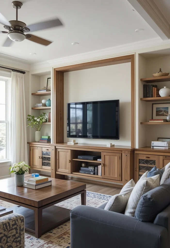 Wood Trim Accent Wall Behind TV