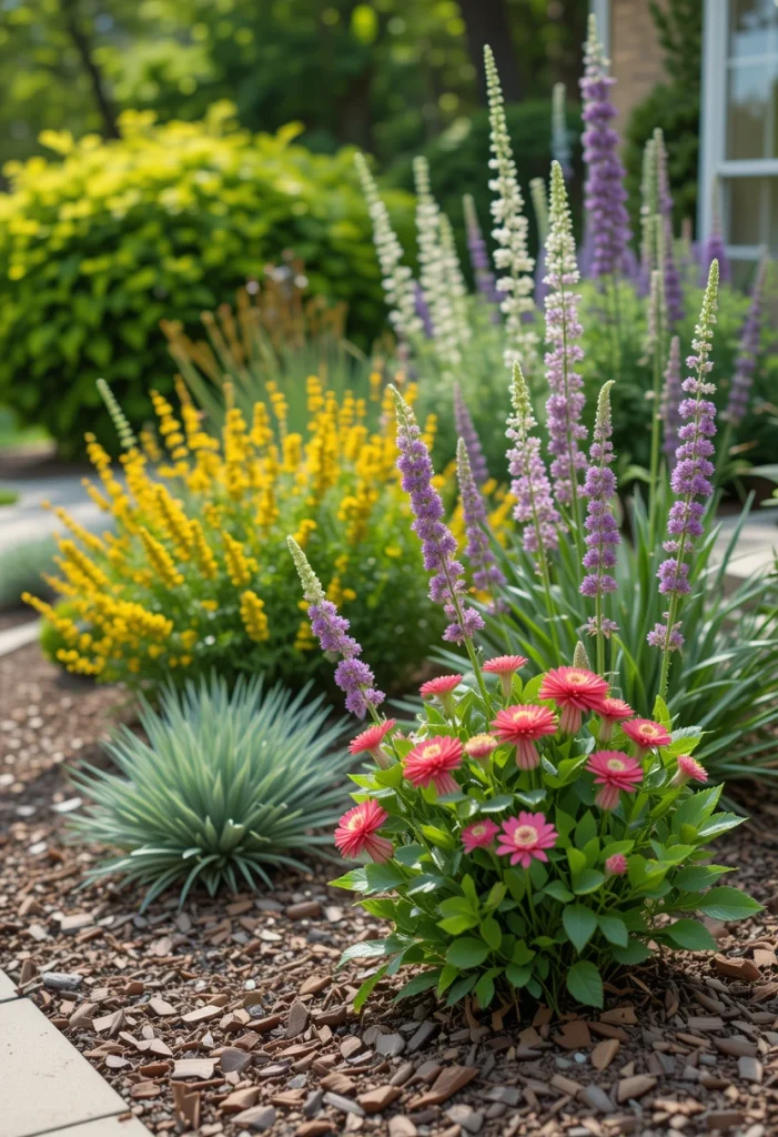 Research Zone 9 native plants and group them by water needs. Start with larger native shrubs in the back and smaller flowering plants toward the front. These plants adapt easily to local conditions and require less fertilizer. Mulch with bark or wood chips to protect roots from heat. Native landscaping works because it’s low-effort, eco-friendly, and resilient.